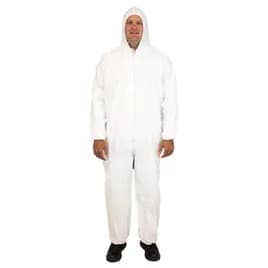 ProMax® Coveralls XXXXL White Microporous Polyolefin Fabric Attached Hood Zippered Front Elastic Wrists & Ankles 25/Case