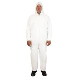ProMax® Coveralls 5XL White Microporous Polyolefin Fabric Attached Hood Zippered Front Elastic Wrists & Ankles 25/Case