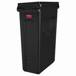 Executive Series™ 1-Stream Trash Can 11X22X30 IN 23 GAL 92 QT Black Rectangle Resin Venting Channels Slim 1/Each