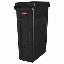 Executive Series™ 1-Stream Trash Can 11X22X30 IN 23 GAL 92 QT Black Rectangle Resin Venting Channels Slim 1/Each