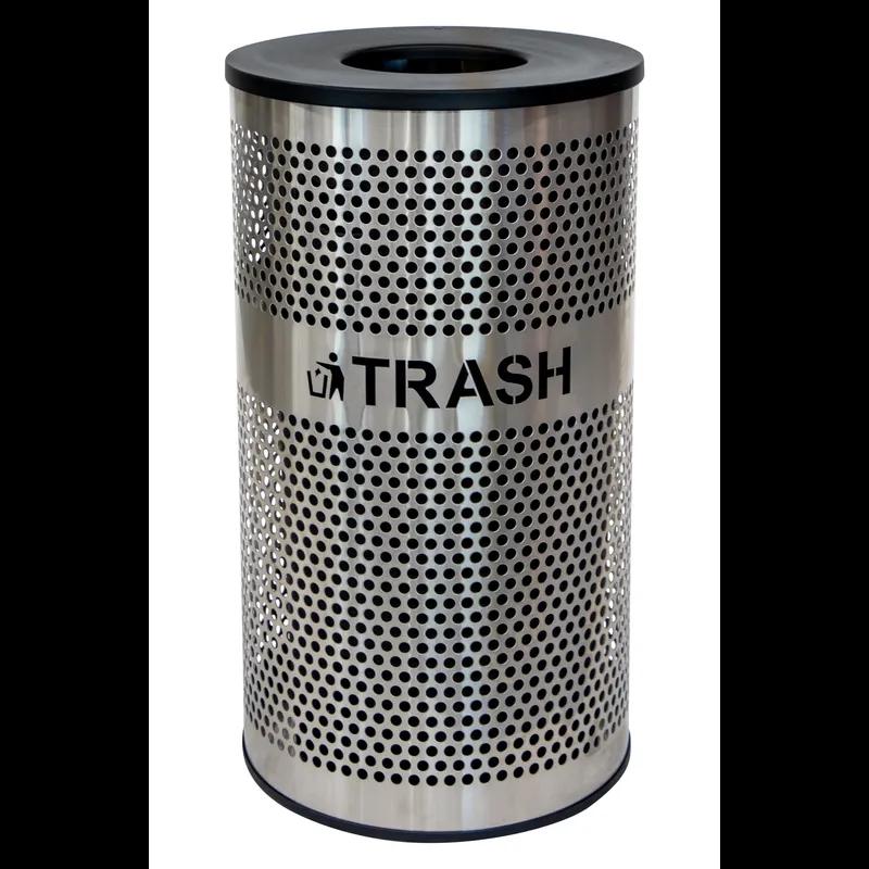 Venue Collection Trash Can 21X21X36 IN 33 GAL Silver Round Stainless Steel Perforated With Lid Vented 1/Each