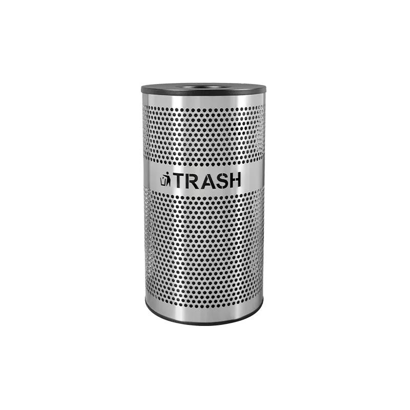 Venue Collection Trash Can 21X21X36 IN 33 GAL Silver Round Stainless Steel Perforated With Lid Vented 1/Each