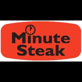 Minute Steak Label Black Fluorescent Red Short Oval 1000 Count/Roll 50 Rolls/Case 50000 Count/Case