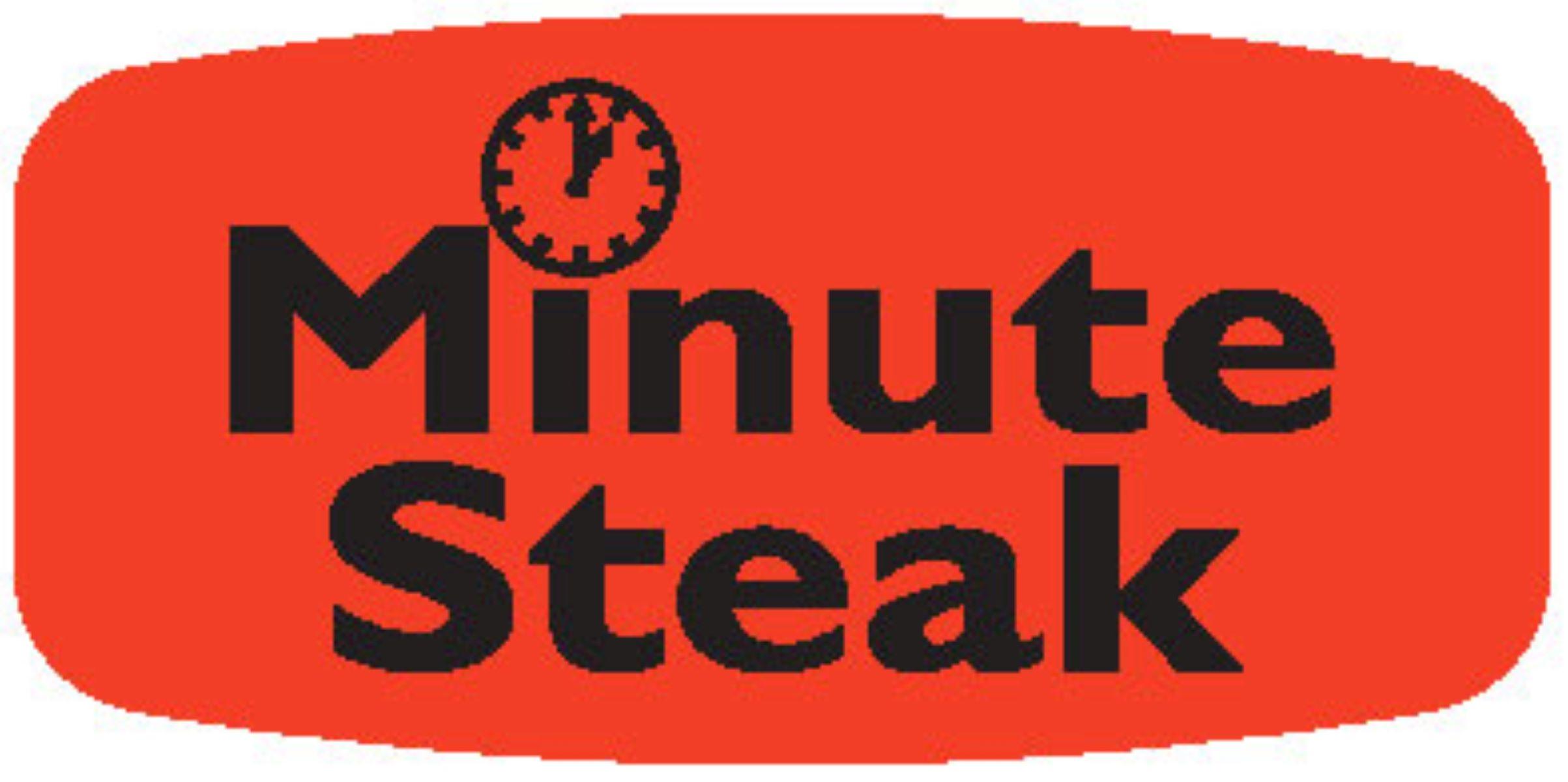 Minute Steak Label Black Fluorescent Red Short Oval 1000 Count/Roll 50 Rolls/Case 50000 Count/Case