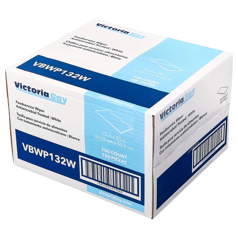 Victoria Bay Foodservice Wipe 13X20 IN White Antimicrobial 150/Case