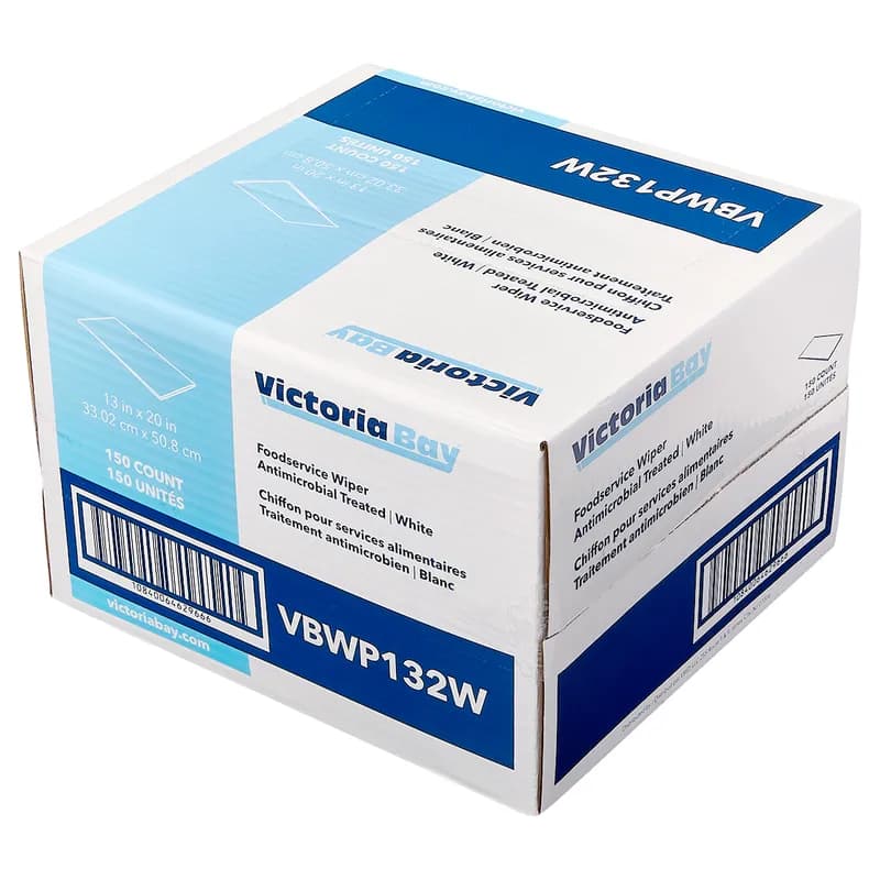 Victoria Bay Foodservice Wipe 13X20 IN White Antimicrobial 150/Case