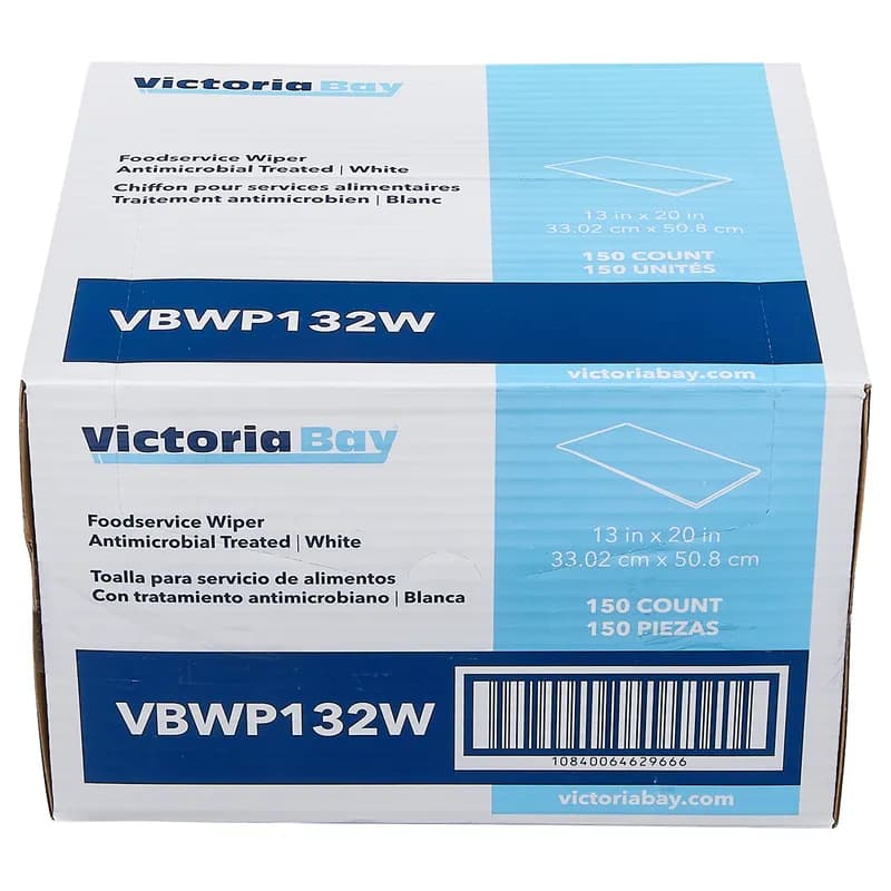 Victoria Bay Foodservice Wipe 13X20 IN White Antimicrobial 150/Case