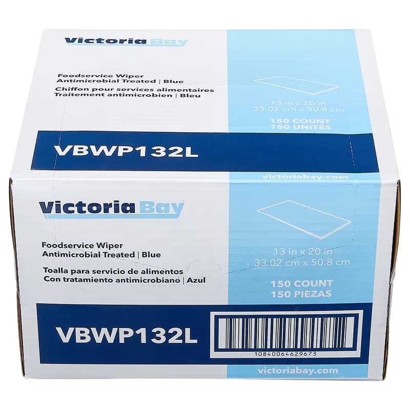 Victoria Bay Foodservice Wipe 13X20 IN Blue Antimicrobial 150/Case