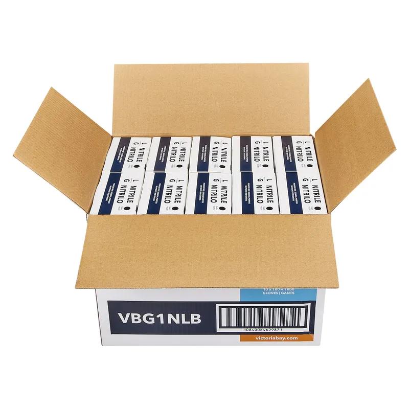 Victoria Bay Food Service Gloves Large (LG) Black Nitrile Disposable Powder-Free 100 Count/Box 10 Box/Case