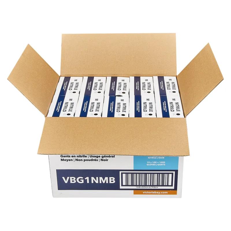 Victoria Bay Food Service Gloves Medium (MED) Black Nitrile Disposable Powder-Free 100 Count/Box 10 Box/Case