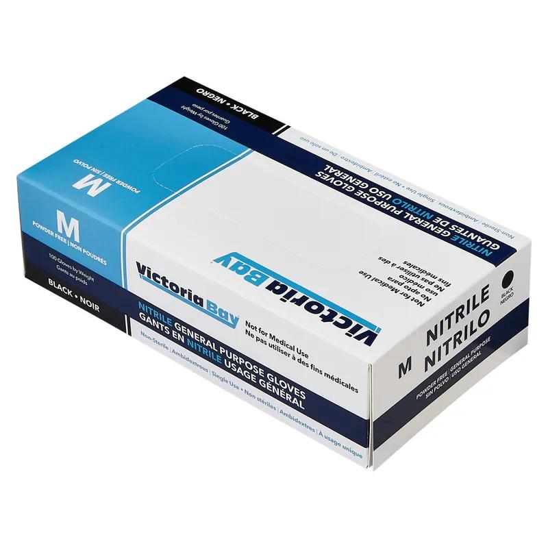 Victoria Bay Food Service Gloves Medium (MED) Black Nitrile Disposable Powder-Free 100 Count/Box 10 Box/Case