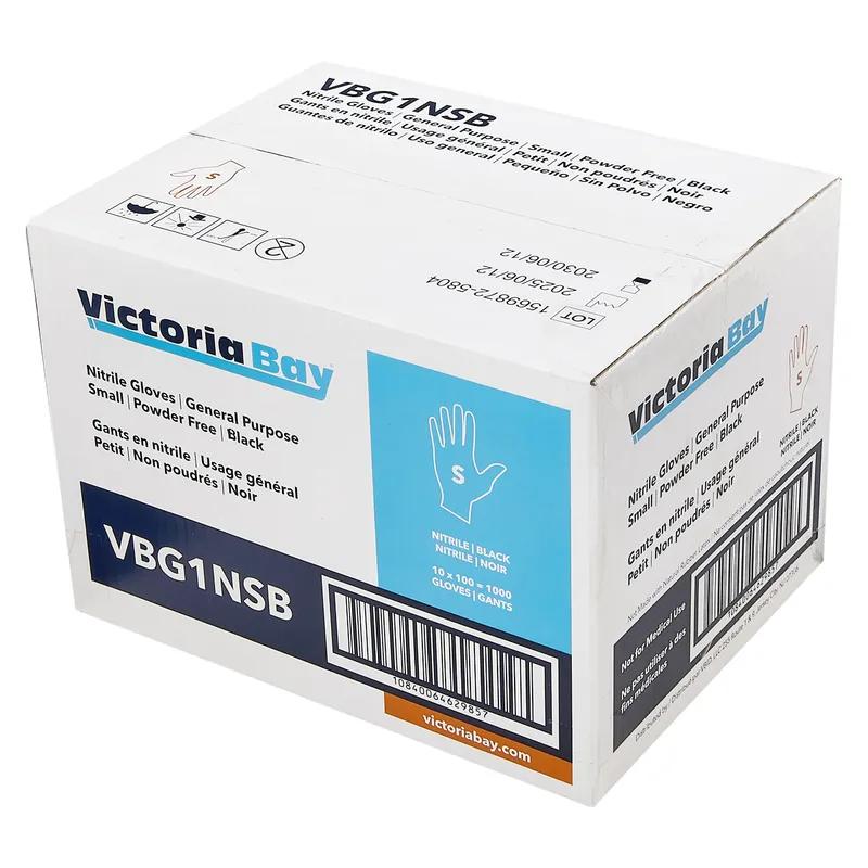 Victoria Bay Food Service Gloves Small (SM) Black Nitrile Disposable Powder-Free 100 Count/Box 10 Box/Case