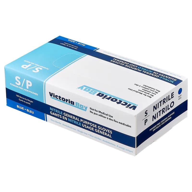 Victoria Bay General Purpose Gloves Small (SM) Blue Nitrile Disposable Powder-Free 100 Count/Box 10 Box/Case