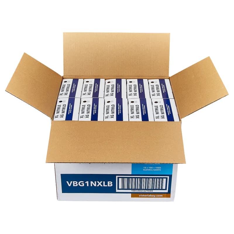 Victoria Bay Food Service Gloves XL Black Nitrile Disposable Powder-Free 100 Count/Box 10 Box/Case 1000 Count/Case