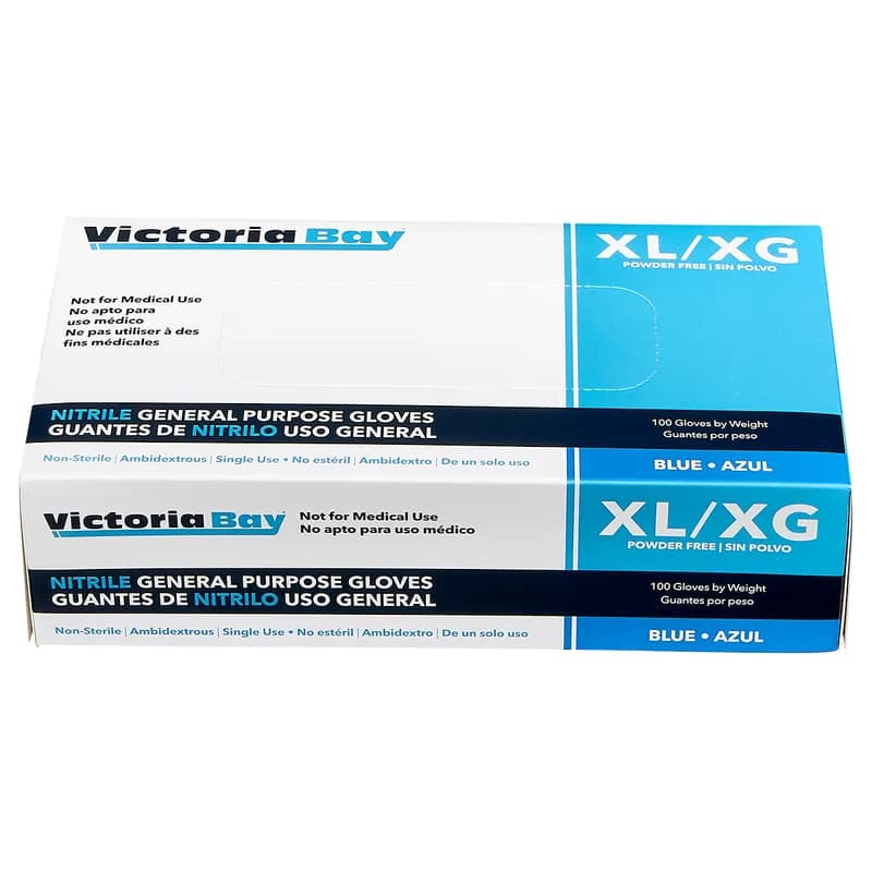 Victoria Bay Food Service Gloves XL Blue Nitrile Disposable Powder-Free 100 Count/Box 10 Box/Case 1000 Count/Case
