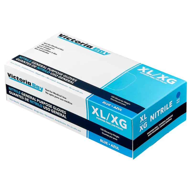 Victoria Bay Food Service Gloves XL Blue Nitrile Disposable Powder-Free 100 Count/Box 10 Box/Case 1000 Count/Case
