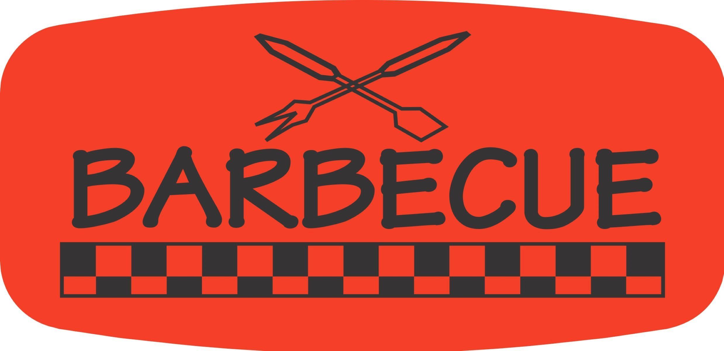 Barbeque Label Black Fluorescent Red Short Oval 1000 Count/Roll 50 Rolls/Case 50000 Count/Case
