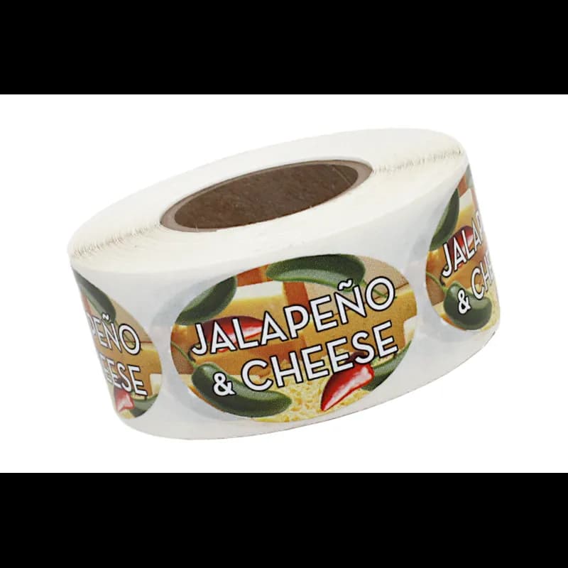 Jalapeno & Cheese Bakery Flavor Label 1.25X2 IN Oval 4 Color Process 500 Count/Roll 5 Rolls/Sleeve