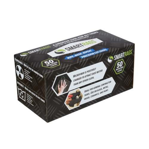 HOSPECO® Smart Rags Cleaning Rag 12X12 IN Microfiber Black 18 Gram Seamless Lint-Free Economy 50 Count/Box 8 Box/Case