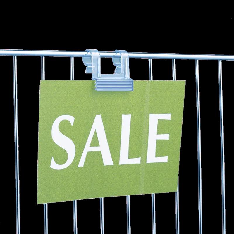 Sign Holder 1.375 IN Clear For Wire Fixture 2 Hook 50/Pack