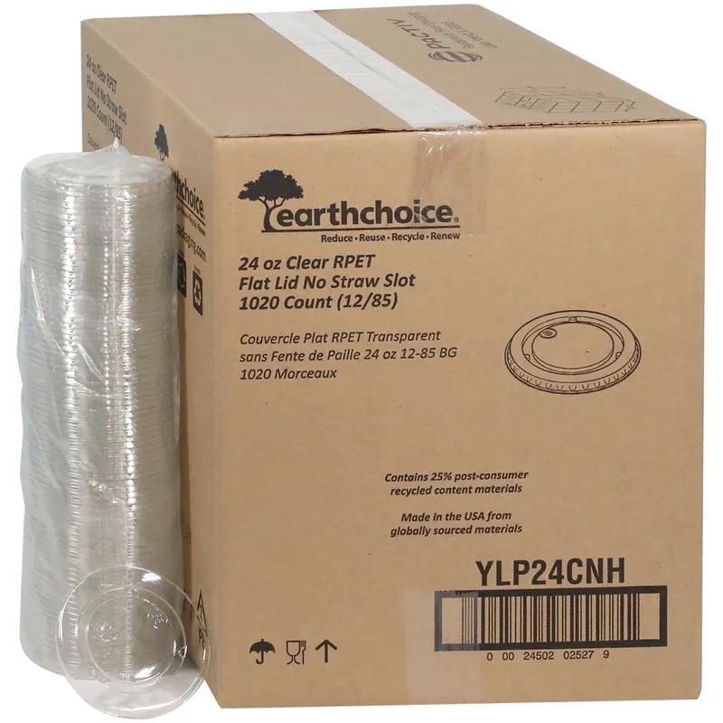 Lid Flat 4X0.3 IN RPET Clear For 12-24 OZ Cold Cup No Hole 1020/Case