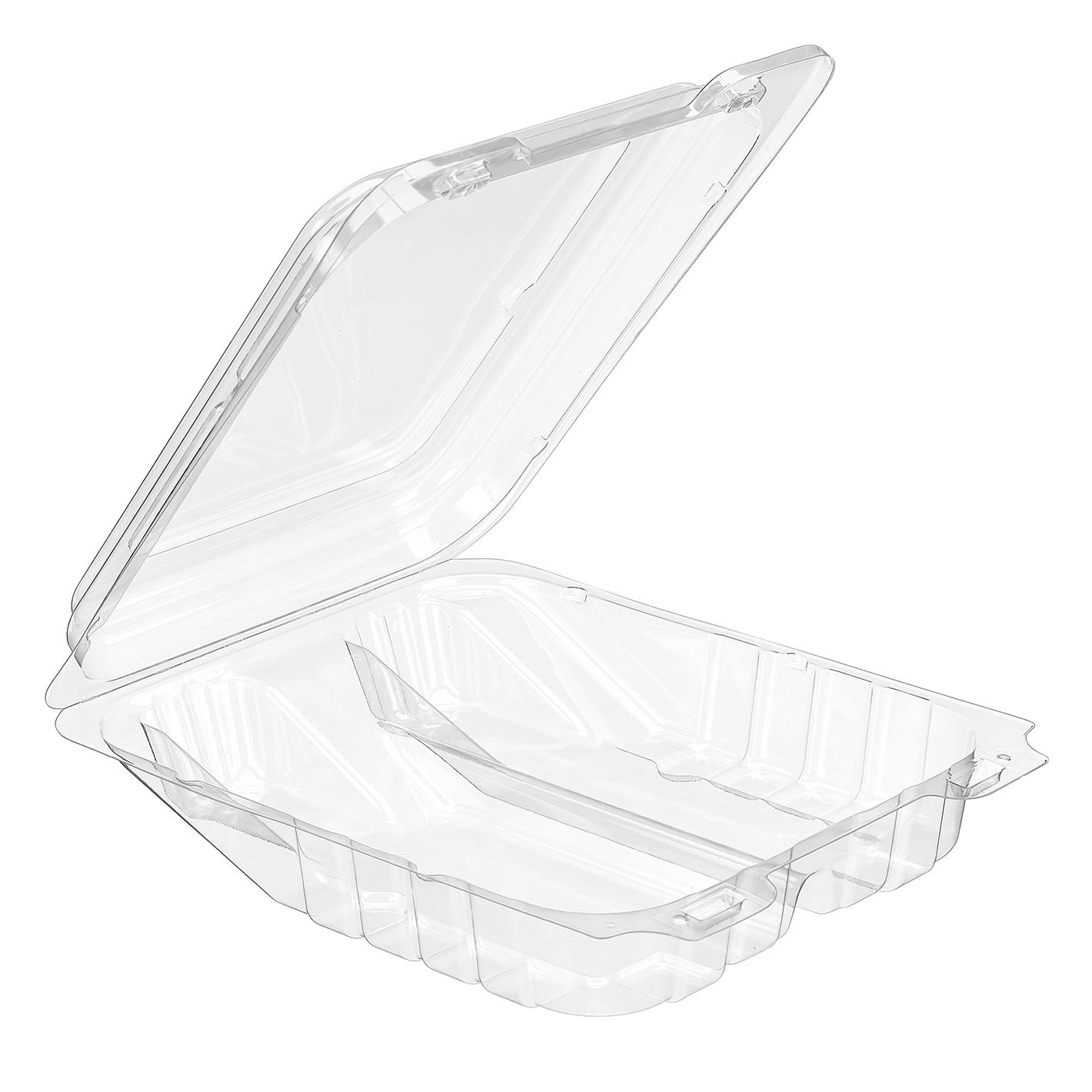 Cookie Donut Hinged Container 7.3X8.8X3.4 IN 2 Compartment PET Clear Shelf 216/Case