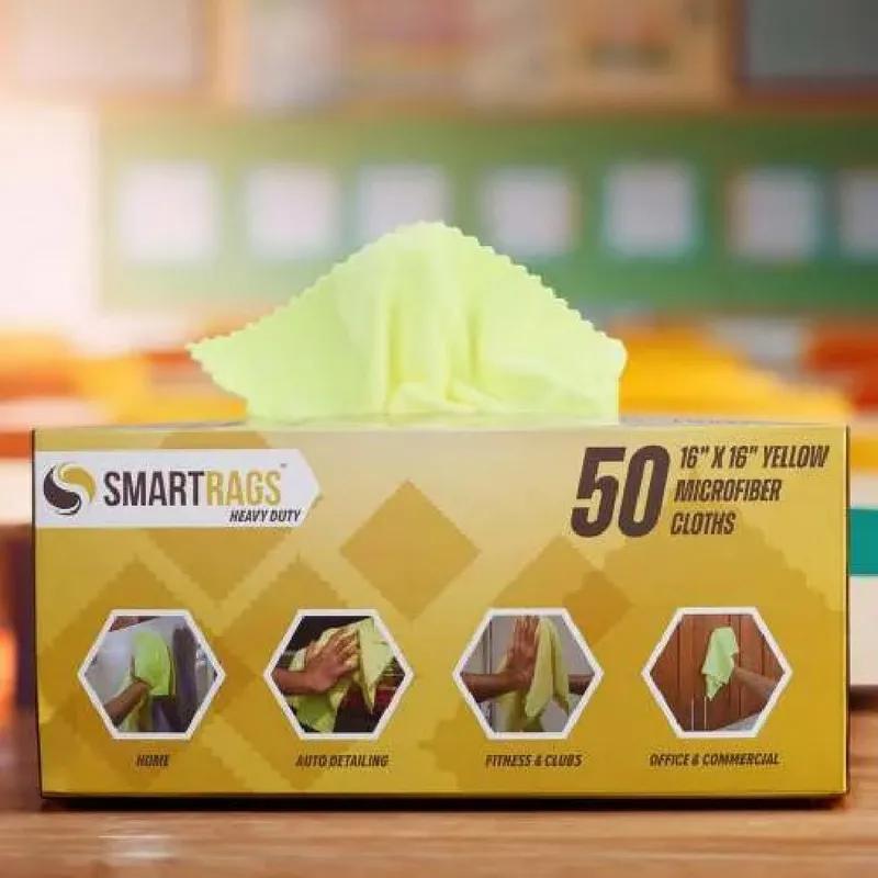 HOSPECO® SmartRagsXL Cleaning Cloth 16X16 IN Heavy Duty Microfiber Yellow Launderable 45 Gram 50 Count/Box 8 Box/Case