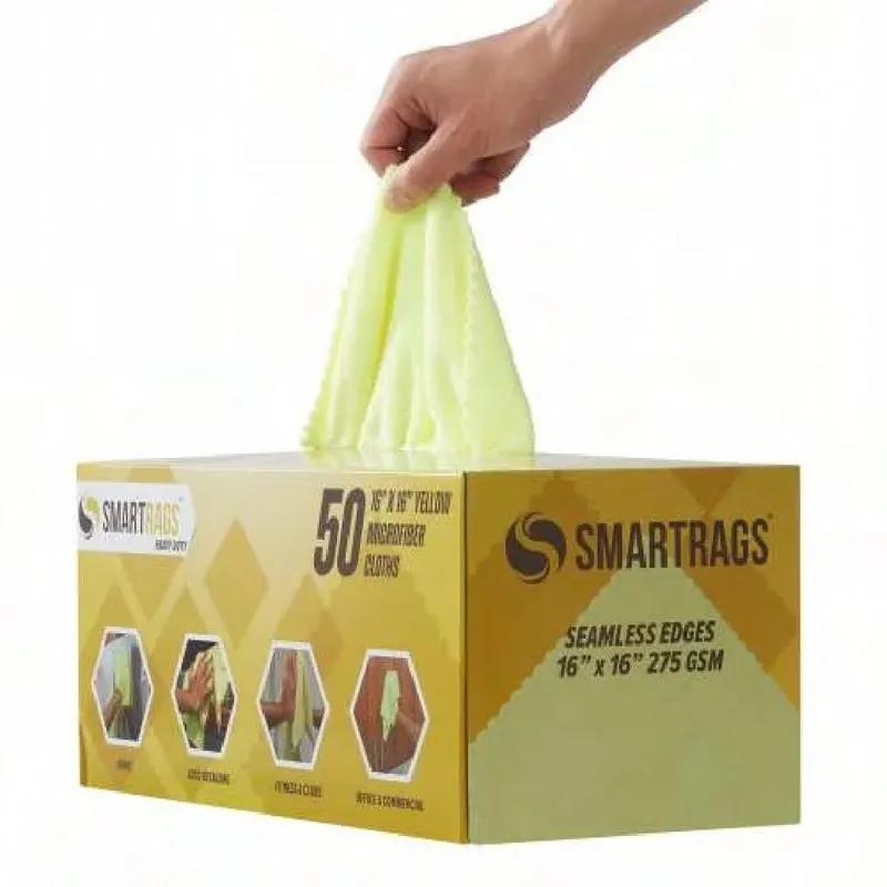 HOSPECO® SmartRagsXL Cleaning Cloth 16X16 IN Heavy Duty Microfiber Yellow Launderable 45 Gram 50 Count/Box 8 Box/Case