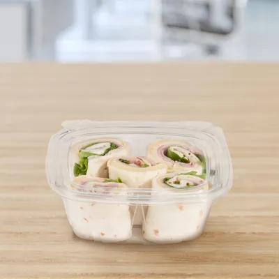 Dart® ClearPac® SafeSeal™ Cold Deli Container Hinged With Flat Lid 12 OZ PET Clear Rectangle 100 Count/Pack 2 Packs/Case