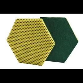 Scotch-Brite 96HEX Scouring Pad 5.75X5 IN Heavy Duty Fiber Green Yellow Hexagon Dual Purpose Dishwasher Safe 15/Case
