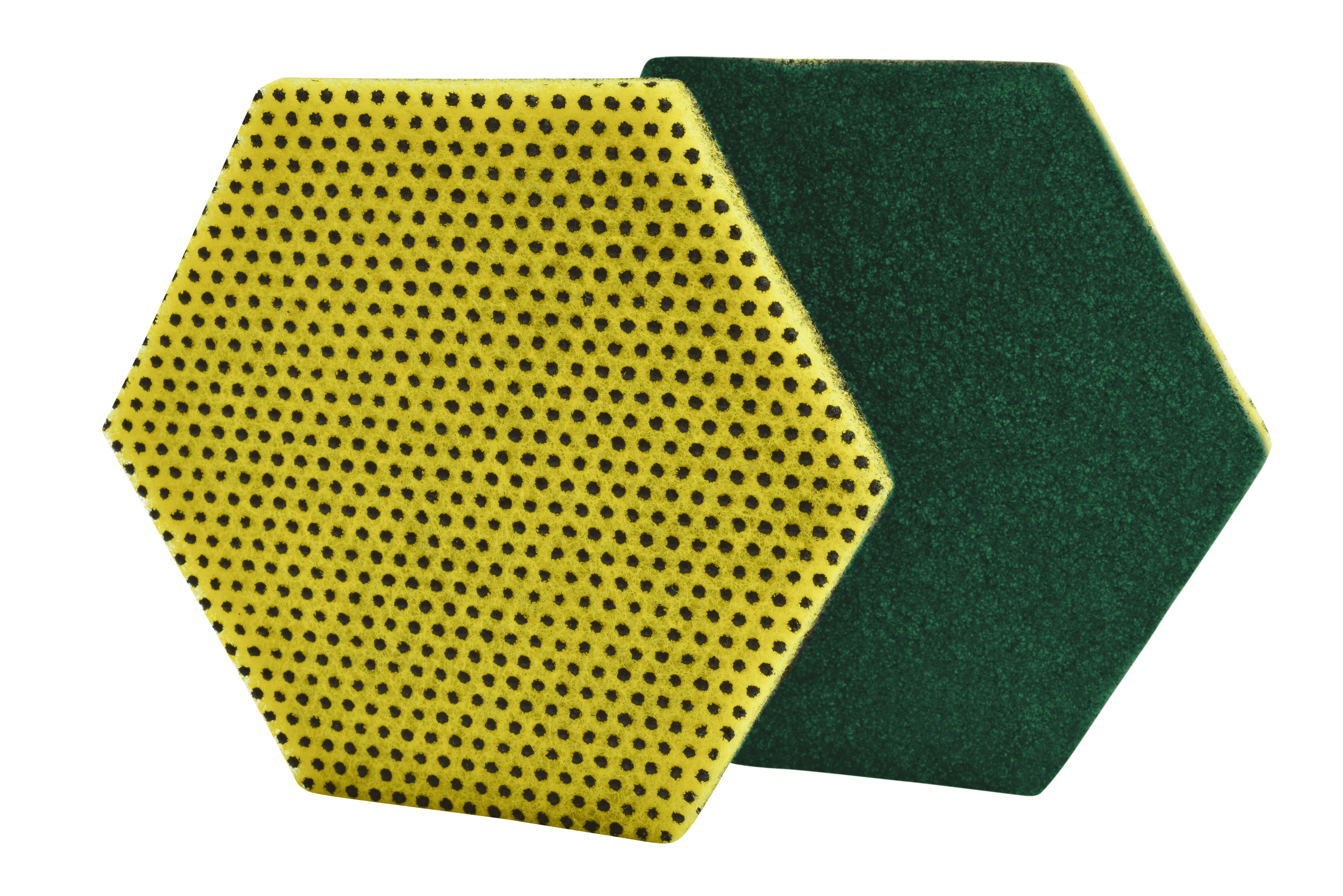 Scotch-Brite™ 96HEX Scouring Pad 5.75X5 IN Heavy Duty Fiber Green Yellow Hexagon Dual Purpose Dishwasher Safe 15/Case