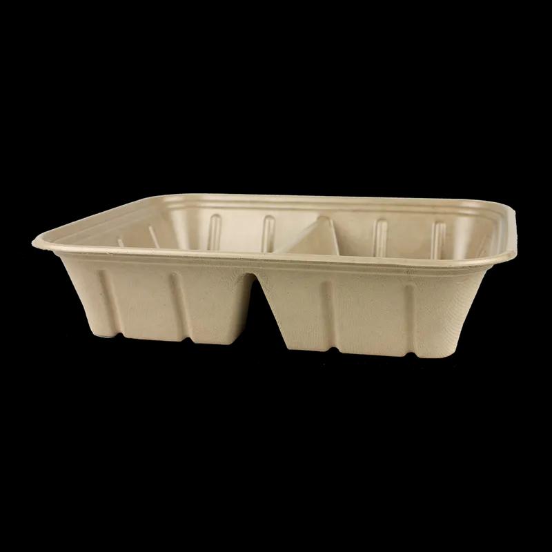 Serving Tray 12.8X10.4X2.8 IN 2 Compartment PLA Pulp Fiber Kraft Rectangle 200/Case