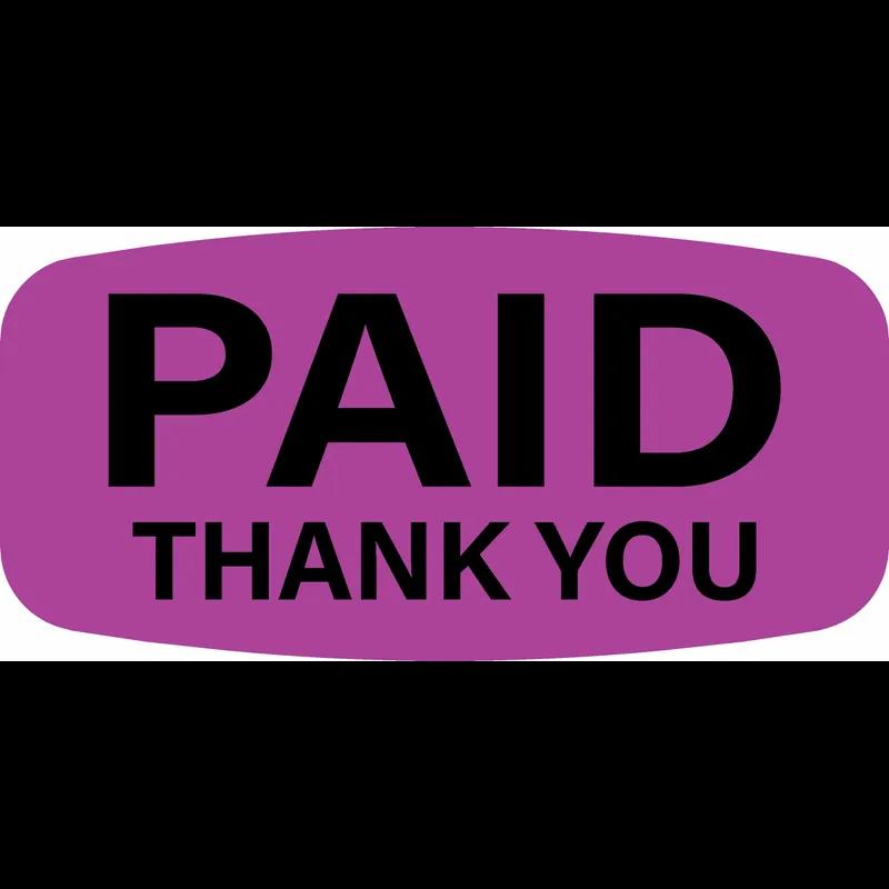 Paid Thank You Label 0.625X1.25 IN Purple Short Oval 1000/Roll