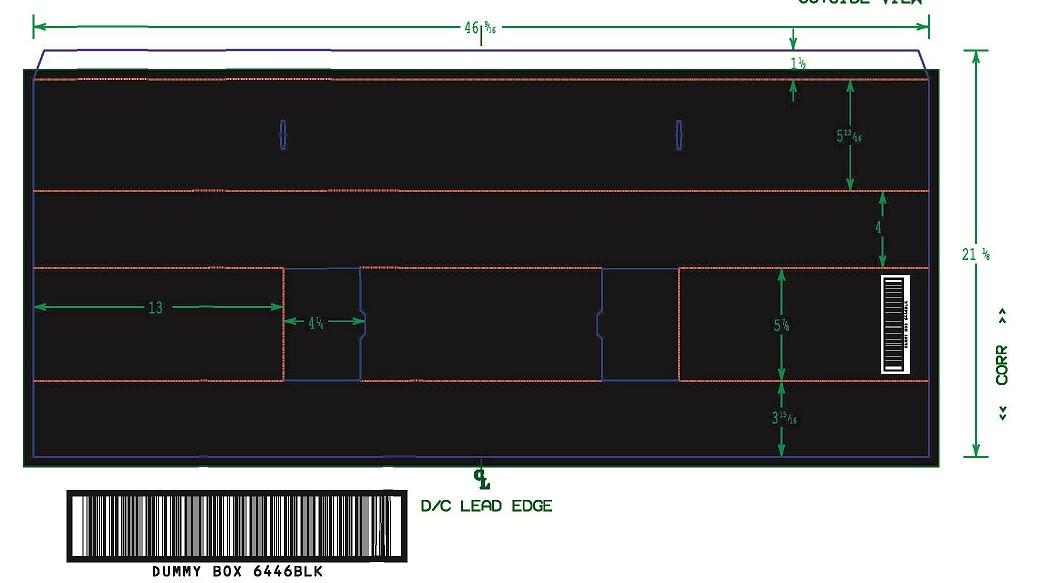 Die Cut Box Dummy Box 6X4X46.5 IN Black Cardboard E-Flute 32ECT 25/Case