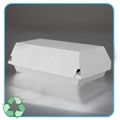 Take-Out Box Hinged Medium (MED) 8X6X3 IN Plastic White Rectangle Fluted 190/Case
