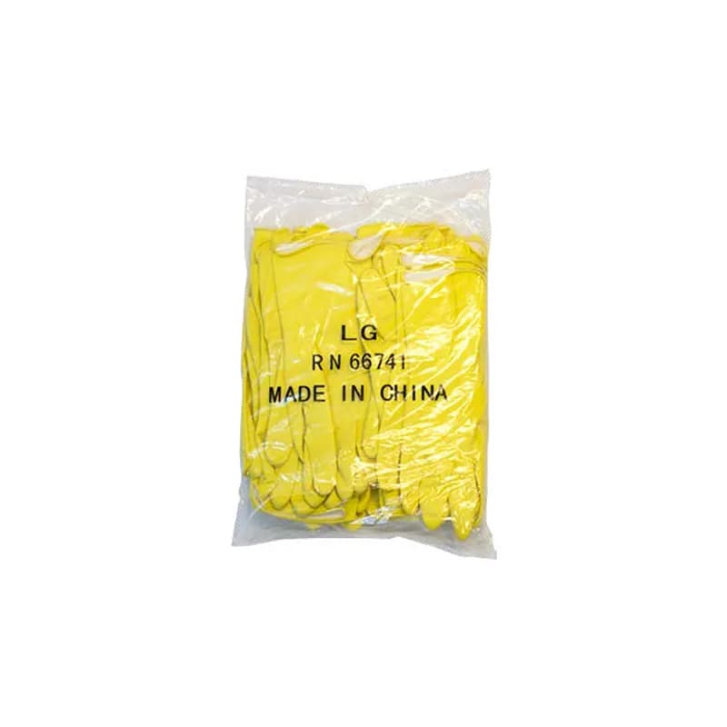 Safety Zone® Gloves Large (LG) 12 IN Yellow Natural 16MIL Latex Flock Lined Diamond Grip 12 Count/Pack 10 Packs/Case