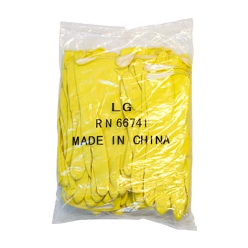 Safety Zone® Gloves Large (LG) 12 IN Yellow Natural 16MIL Latex Flock Lined Diamond Grip 12 Count/Pack 10 Packs/Case