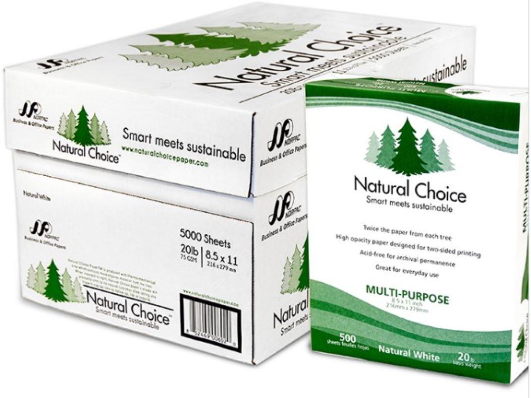Natural Choice Copy Paper 8.5X11 IN White 100% Carbon Tree Free Zero 5000 Count/Case