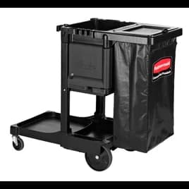 Executive Series™ Janitorial Cleaning Cart 46X21.75X38.38 IN Black Gray Plastic Traditional 4 IN Casters 1/Case