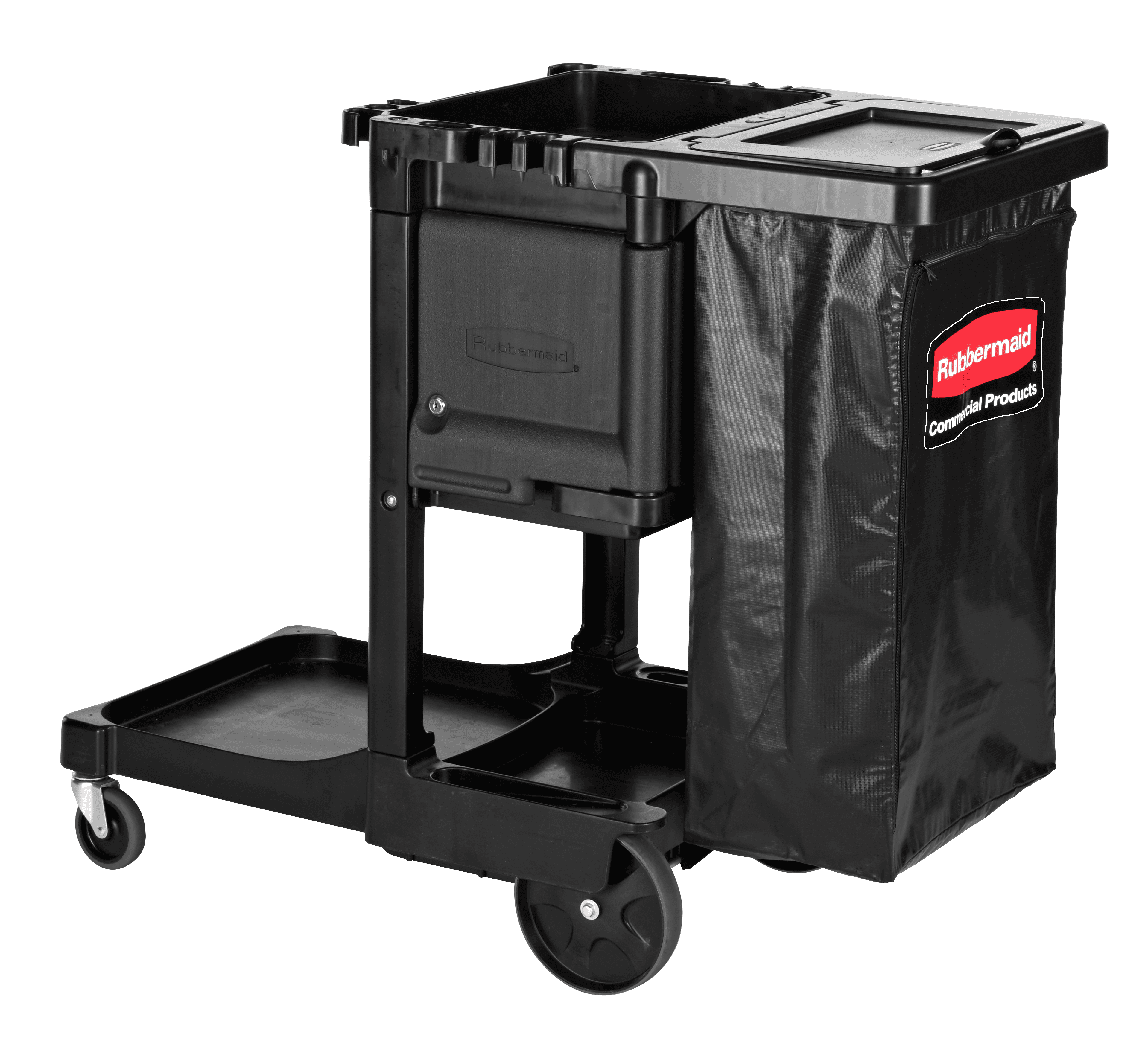 Executive Series™ Janitorial Cleaning Cart 46X21.75X38.38 IN Black Gray Plastic Traditional 4 IN Casters 1/Case