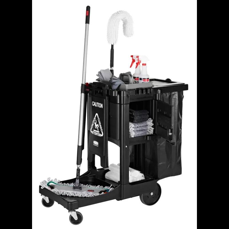 Executive Series™ Janitorial Cleaning Cart 46X21.75X38.38 IN Black Gray Plastic Traditional 4 IN Casters 1/Case