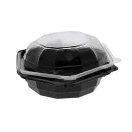 Take-Out Container Hinged 6X3 IN OPS Black Clear Hexagon 120/Case