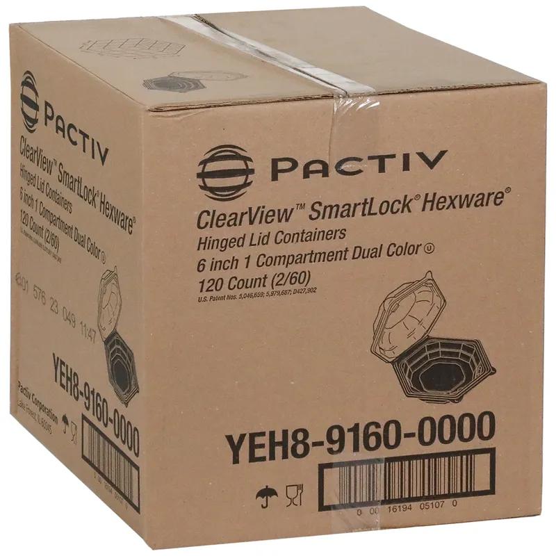 Take-Out Container Hinged 6X3 IN OPS Black Clear Hexagon 120/Case