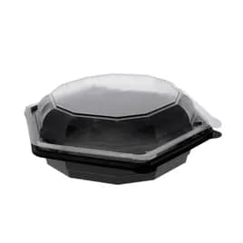 Take-Out Container Hinged 9X10X2.25 IN OPS Black Clear Hexagon 110/Case