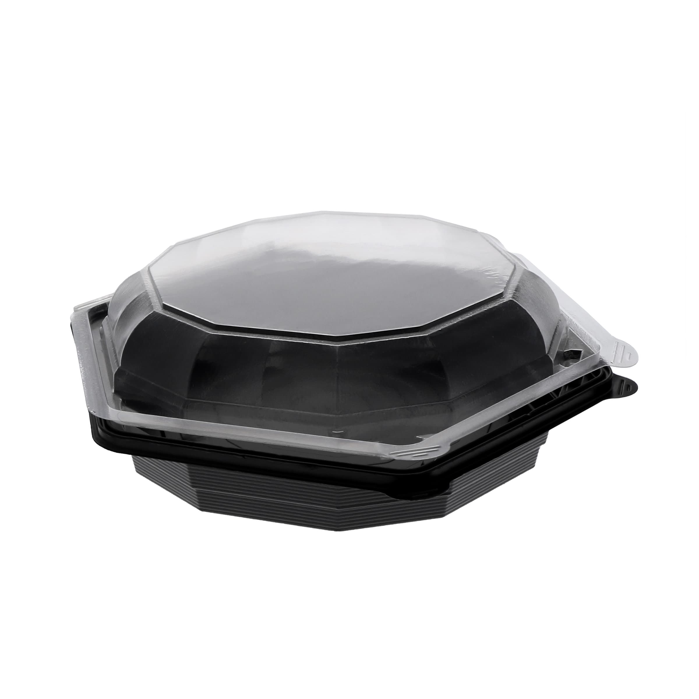 Take-Out Container Hinged 9X10X2.25 IN OPS Black Clear Hexagon 110/Case