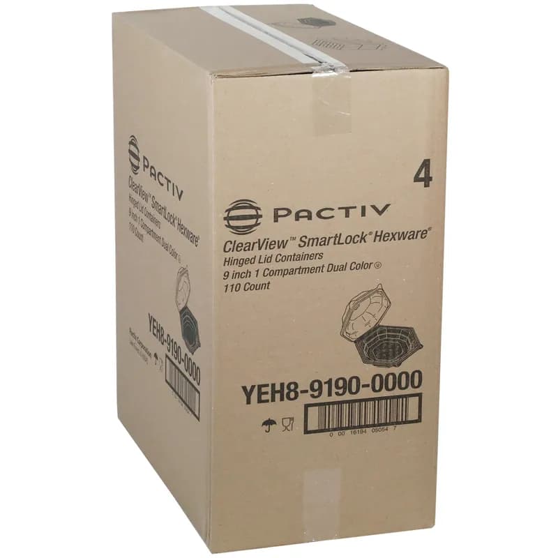 Take-Out Container Hinged 9X10X2.25 IN OPS Black Clear Hexagon 110/Case