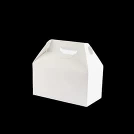Lunch Take-Out Box Barn 9.5X5X5 IN Paper White Rectangle With Handle 125/Case
