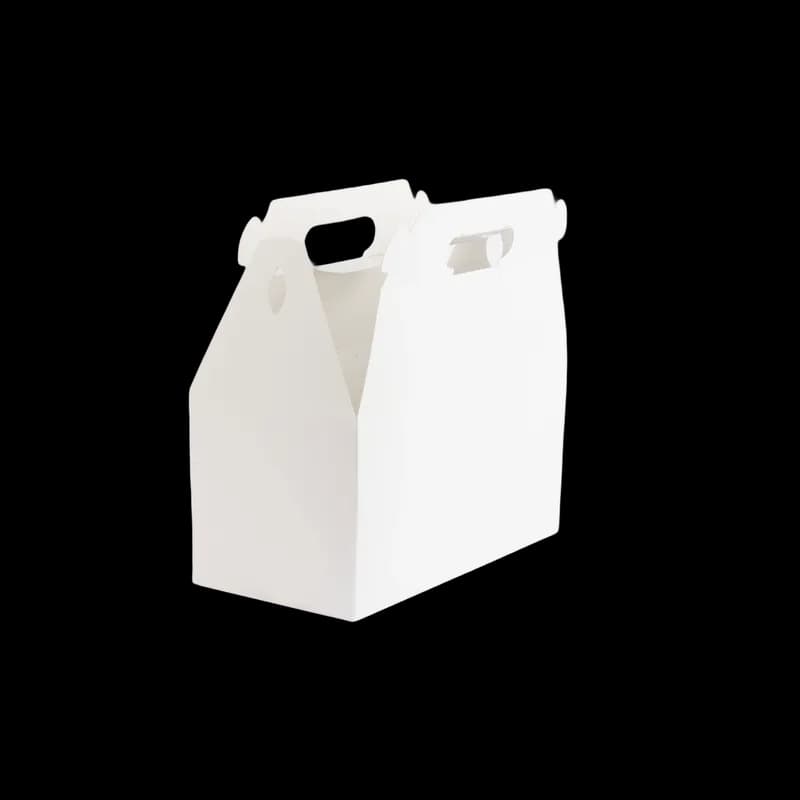 Lunch Take-Out Box Barn 9.5X5X5 IN Paper White Rectangle With Handle 125/Case