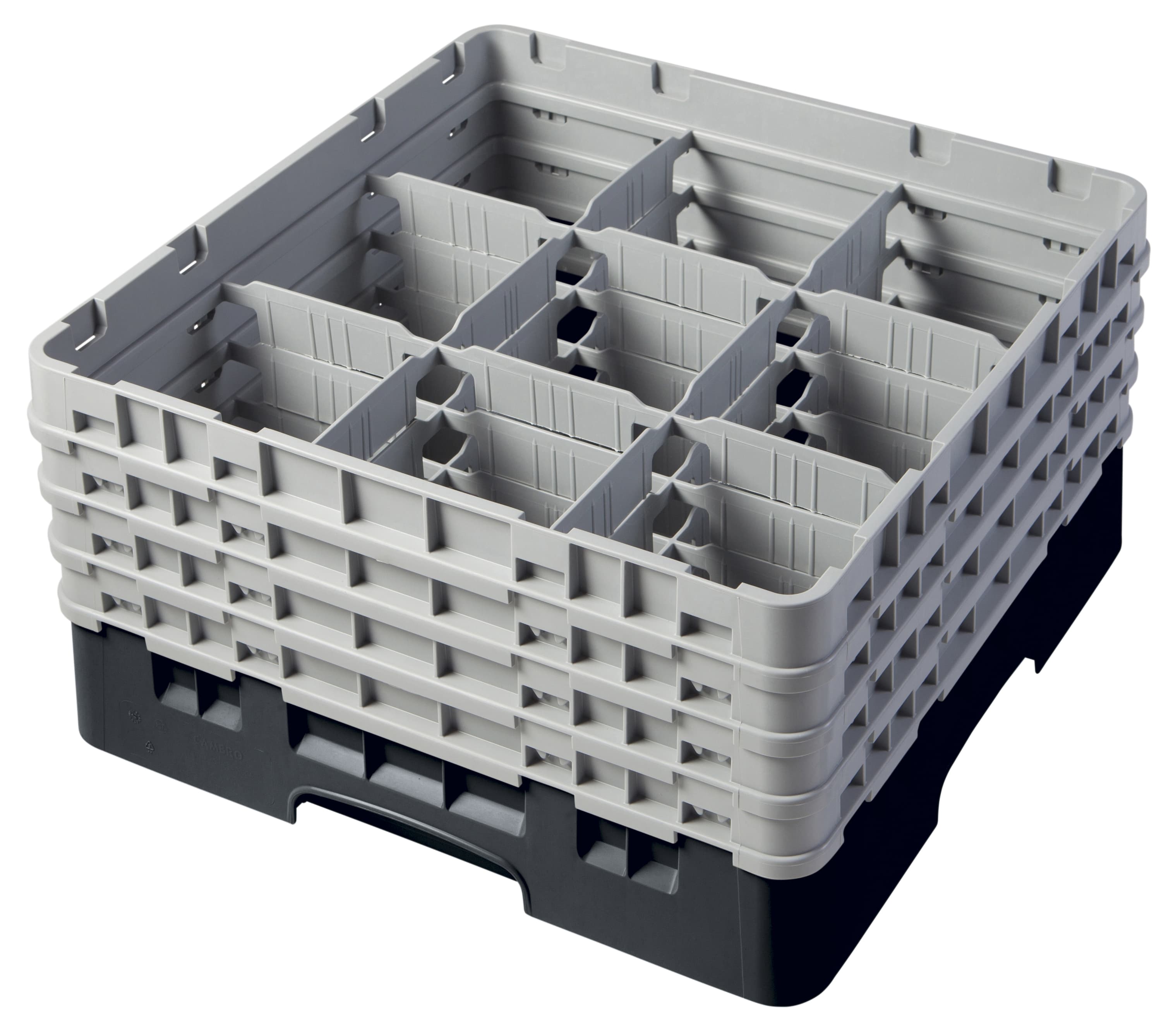 Camrack® Glass Rack 8.5 IN 9 Compartment Black 1/Each