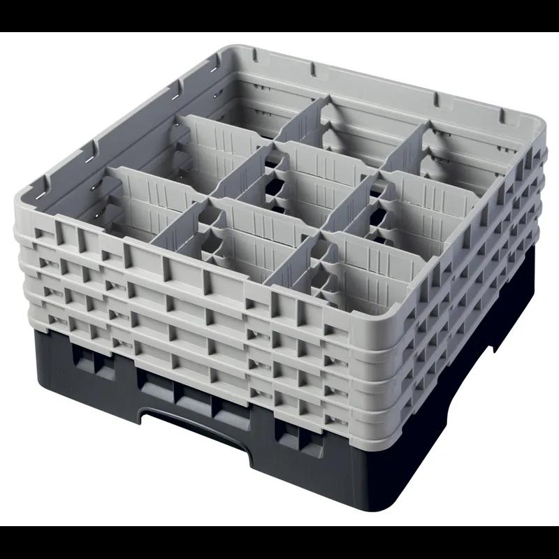 Camrack® Glass Rack 8.5 IN 9 Compartment Black 1/Each